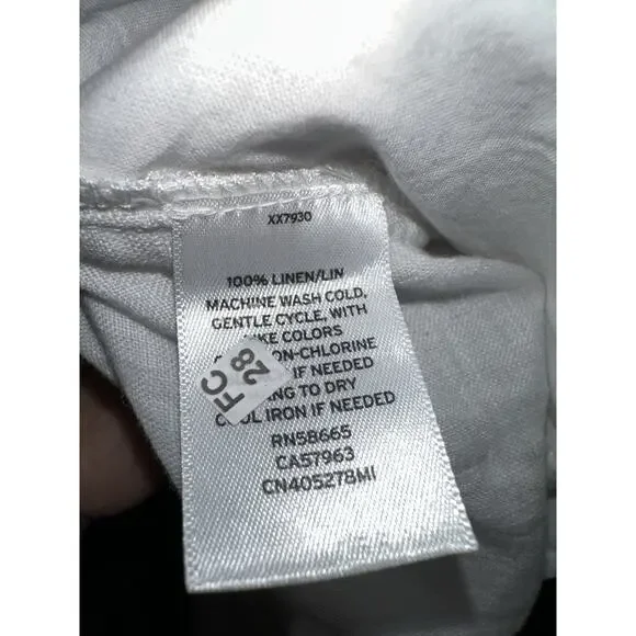 Caslon White Track Style Tulip Hem 100% Linen Drawstring Pants Size L Large NWT - Picture 5 of 7